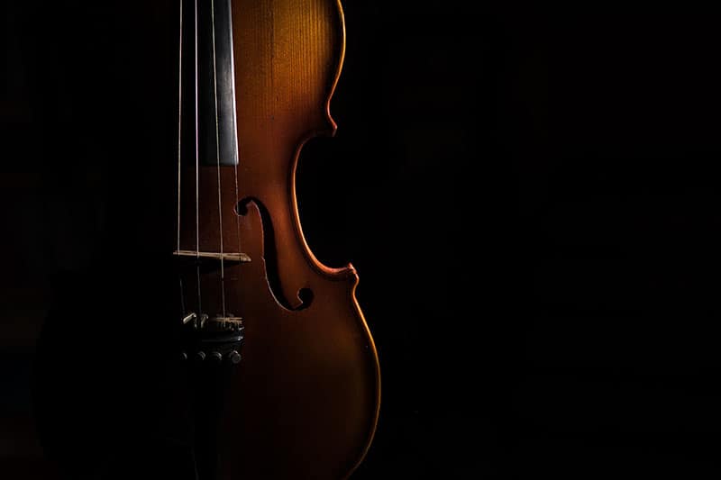 Violin On A Black Background Lit From One Side